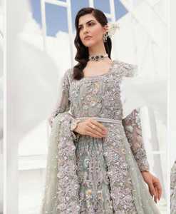 Vestido de Novia de Encaje Hecho a Mano de Primera Calidad con MOQ Bajo, Vestido de Novia Indio/Pakistaní con Volantes hasta el Suelo, 100% Poliéster - Product Image 2