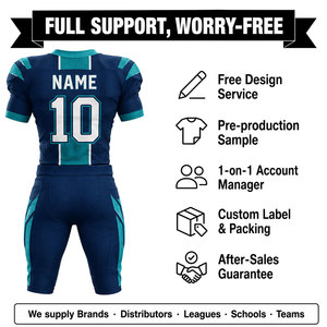 Ensemble d'uniformes de football américain personnalisés, col en V, manches courtes, tissu respirant, pantalon ajusté, jersey sublimé en polyester pour adultes - Product Image 3