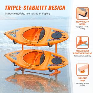 Supporto Autoportante in Acciaio Resistente per 2 Kayak, Canoe e Paddleboard con Braccioli Imbottiti - Product Image 3