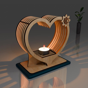 Portavelas de Madera Hecho a Mano con Forma de Corazón – Soporte Decorativo para Velas de Té con Diseño Floral para el Hogar, Bodas y Decoración de Mesa - Product Image 4