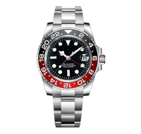 Reloj de Buceo con Esfera MOD GMT NH34 para Movimiento, Analógico, Resistente al Agua 50 Bar, Correa de Acero Inoxidable de 20 mm, Cristal de Zafiro
