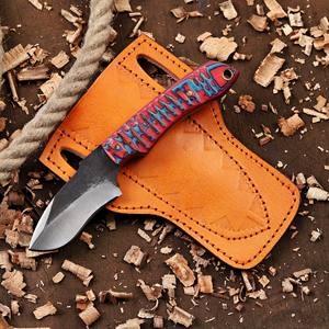 Couteau EDC à lame fixe personnalisé Nordic Forge, fourreau Pancake, 6 pouces, lame pleine longueur, pointe tombante, pour le dépecage, le camping et la chasse, acier 12c27 - Product Image 1