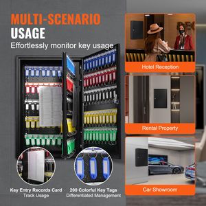 Armadietto di sicurezza in acciaio da 200 chiavi con ripiani regolabili, etichette colorate per chiavi, organizer per chiavi, organizer da parete per posta e chiavi - Product Image 5