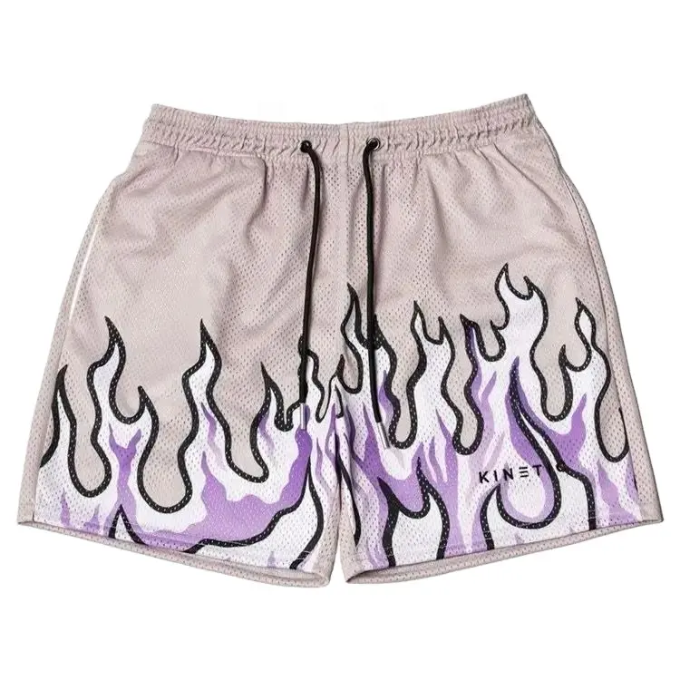 Custom Logo Color Double Layer Designer Mesh Shorts Lining Summer Sublimation All Over Print Blank Short Men Mesh Shorts