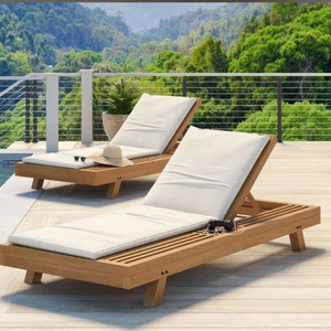 Adjustable Aluminum Frame Patio <b>Recliner</b> Modern Design Manual Sun Lounger Folding Waterproof UV Resistant for Pool Garden - Product Image 1