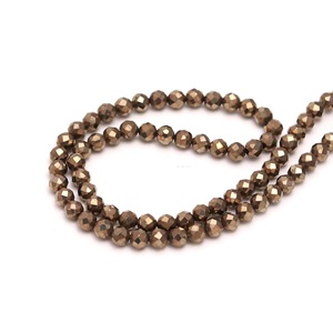 Cuentas redondas facetadas de pirita natural de 4 mm, cuentas de pirita microfacetadas, venta al por mayor de cuentas de pirita a granel para la fabricación de joyería. - Product Image 6