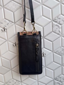 High Quality Phone Purse Handbag Hand <b>Tooled</b> Carving <b>Leather</b> Bag Big Size Bags Checkers Pattern <b>Pouch</b> Unique Designer Sling Bag - Product Image 3