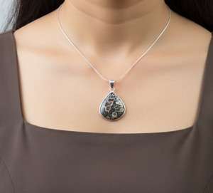 Pendentif en Agate Turritella, Argent 925 Plaqué Or Jaune, Motif Coquillage Goutte d'Eau, Bijou Fait Main, Cadeau de Mode, Vente en Gros, Nouveauté - Product Image 2