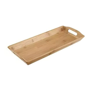 Plateau de service rond en bois avec poignées métalliques, design minimaliste, plateau de service en bois massif durable, fabrication artisanale, design minimaliste - Product Image 4