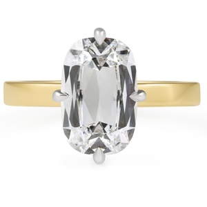 Luxury Elongated Antique 2.75ct <b>Cushion</b> Lab Diamond Engagement Ring With Claw Prongs Two Tone 18K Yellow Gold Solitaire Ring - Product Image 2
