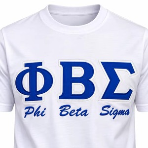 Camiseta Phi Beta Sigma blanca de manga corta con cuello redondo y gráfico de letras griegas, ropa informal de fraternidad universitaria para hombre, de algodón - Product Image 5
