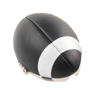 Ballon de rugby en cuir PU personnalisé avec logo Solid Traders, taille officielle 3 6 9, noir, léger, antidérapant, facile à saisir - Product Image 3