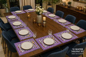 Ensemble de sets de table en coton blanc imprimé au bloc à la main Bagru violet, couleur végétale, qualité export, lavable, collection chef-d'œuvre - Product Image 4