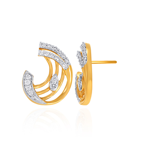 14K Yellow Gold Swirl Diamond Stud <b>Earrings</b> Round Lab Grown Diamond Designer <b>Fine</b> Jewelry for Women - Product Image 3