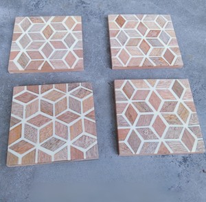 Juego de Posavasos de Madera con Corte Láser con Diseño de Olas Japonesas y Soporte |   Posavasos Decorativo Seigaiha |   Posavasos Ecológico con Diseño Hueco - Product Image 3