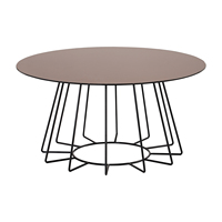 Mesa de Centro Redonda Premium y Duradera con Tapa de Vidrio Templado y Base de Metal, Diseño Contemporáneo para Sala de Estar y Proyectos Residenciales LUUOMA