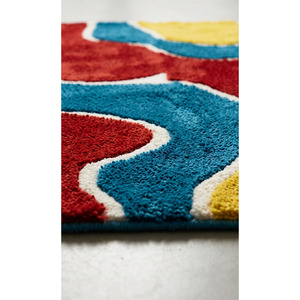 Tapis rectangulaire 100 % laine tufté à la main, élégance abstraite moderne, résistant aux taches, rembourré, pour salle à manger, couloir/entrée - Product Image 1