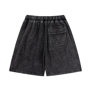 Shorts longs pour hommes style streetwear tendance, délavés à l'acide, avec poches, taille élastique, grandes tailles, en molleton French Terry pour le jogging - Product Image 2
