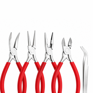 MANAN INSTRUMENTS Juego de Pinzas Redondas de Acero Inoxidable para Joyería con Mangos Rojos para Manualidades, 5 Piezas, Incluye Pinzas - Product Image 4