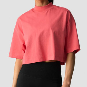 Camiseta Deportiva Holgada de Talla Grande para Mujer con Diseño de Cuello Alto Acanalado, Hombros Caídos, Cómoda y Ligera para Gimnasio - Product Image 3