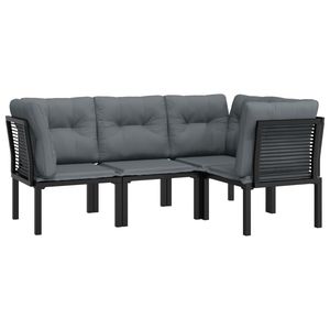 Conjunto Modular Mediano de Muebles de Jardín de Ratán PE Negro y Gris - Product Image 3