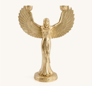 Portavelas con alas doradas, decoración tradicional para el hogar, mesa, sala de estar interior, escultura duradera de forma irregular - Product Image 2