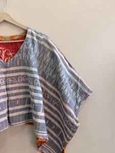Poncho Boho Vintage Hecho a Mano con Acolchado Kantha Indio para Mujer Talla Grande - Product Image 5