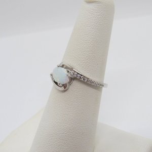Vintage White Opal White Topaz <b>Ring</b> Oval Cut Gemstone Sterling Silver <b>Ring</b> Size 7 Jewelry Gift Women - Product Image 3