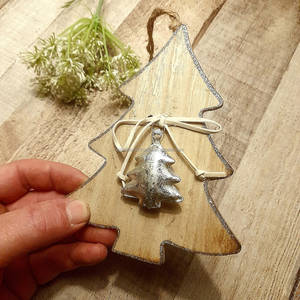 Decoración de árbol colgante Natural de madera grande personalizada Shabby Chic Metal soporte de Navidad accesorios para acero inoxidable - Product Image 2