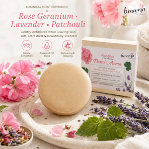 Savon corporel aromathérapeutique floral Bmama 100g, barre nettoyante exfoliante naturelle à base de plantes, lavande, rose, géranium, patchouli - Product Image 5