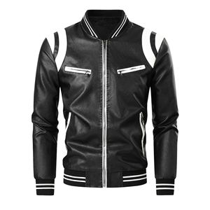 Men's Black PU Leather <b>Jacket</b> With Yellow Color Blocked Design Full Sleeve All Seasons Style Leather <b>Jacket</b> Seasons Style <b>Biker</b> - Product Image 4