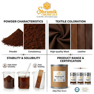 Colorante Químico en Polvo Shramik Acid Brown 58, 100% de Pureza, Soluble en Agua, MF C40H24N10Na4O19S4, CAS 12269-87-3, Gujarat Azo Textile - Product Image 3