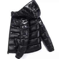 Blouson Bomber d'Hiver Personnalisé pour Homme, Brillant, Style Urbain, à Capuche, Col Montant, Réversible, Grande Taille, Noir, Doudoune d'Extérieur