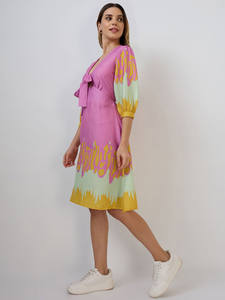 Robe midi d'été pour femme en mousseline de soie, sans manches, à imprimé floral, avec ourlet à volants, respirante, impression numérique - Product Image 2