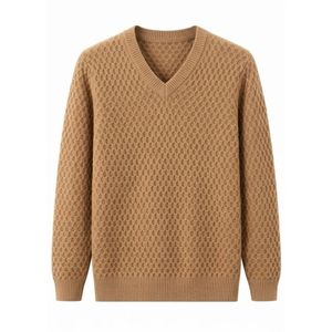 Pull jacquard géométrique color block pour homme, col en V bordeaux, tricot épais, chaud et décontracté, idéal pour le quotidien – Grande Vente - Product Image 5