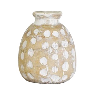 Blanc Lavage Couleur Sculpté Mango Vase En Bois De Luxe Motif Dernière Collection pour La Décoration De La Maison En Vrac Acheteurs En Gros - Product Image 5