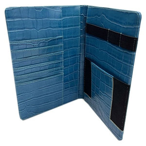 Blue Crocodile Embossed Leather Portfolio Organizer <b>Card</b> Holder Document <b>Folder</b> - Product Image 3