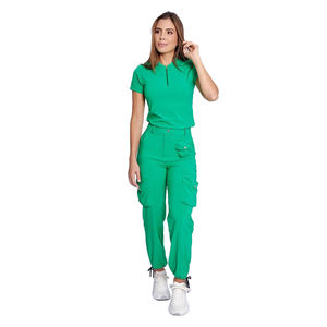 Conjunto de Uniformes Médicos Unisex: Blusa de Diseño Elástico con Cremallera y Bolsillos Cargo, Pantalones Jogger de Tela Twill, para Hospital y Enfermería - Product Image 2