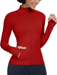 Top Deportivo de Manga Larga con Cuello Alto y Cremallera para Mujer, Color Rosa, Transpirable, de Spandex y Poliéster, Ajuste Ceñido, con Bolsillos - Product Image 1