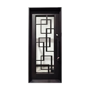 Royal Luxury Steel Entry Door with Iron Glass Modern Design Water Resistant Powder-Coated Finish Easy Assembly Exterior <b>Swing</b> - Product Image 1