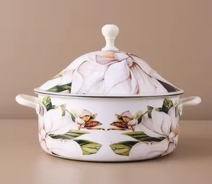 Olla Moderna Ecológica de Acero Inoxidable con Aislamiento Térmico y Asa Amarilla, Plato para Servir con Tapa Floral, Regalo para Cocina o Comedor - Product Image 3