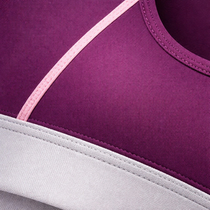 Women's Purple <b>Racerback</b> Sports <b>Bra</b> Scoop Neck Seamless Medium Support Yoga Wear Contrast Stitch Breathable Spandex Polyester - Product Image 6