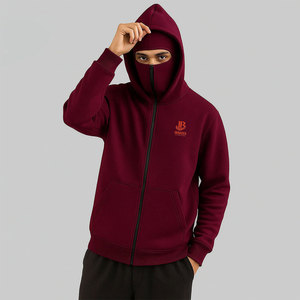 Cotton Balaclava Hoodie Men's Zip Regular Fit Type Full Mask Pullover 100% Cotton Fleece Men's Balaclava Hoodie For Online Sale - Product Image 2