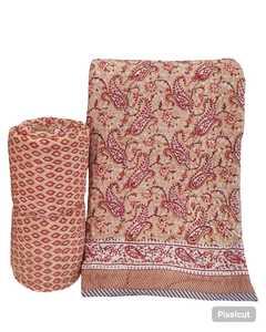 Edredón Ligero Hecho a Mano con Estampado en Bloque, Hermoso Color y Diseño, Edredón de Algodón Estampado en Bloque de Jaipur, Tamaño King, Raja - Product Image 1