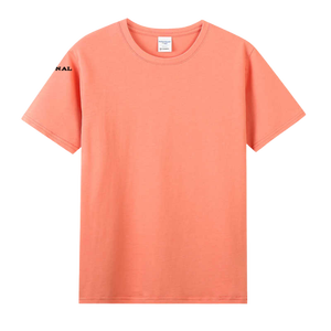 Camiseta de Algodón Naranja para Hombre, Manga Corta, Cuello Redondo, Corte Regular, Informal, Transpirable, Diseño Liso, Logotipo en la Manga Izquierda - Product Image 3