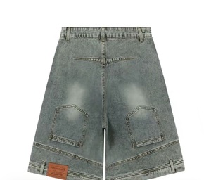 Washed Reverse Jorts Mens Casual Denim Shorts with Vintage Belt Chain Streetwear Baggy Jean Short - Product Image 2