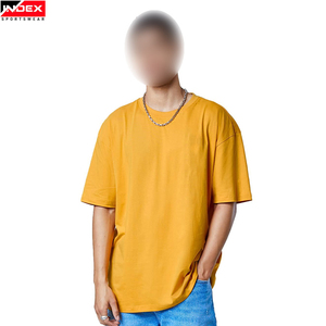 T-shirt Homme INDEX Jaune Oversize à Manches Courtes Col Rond en Coton Jersey Couleur Unie Respirant Coupe Décontractée - Product Image 1