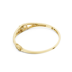 Yellow Gold Lab Grown Diamond Open Cuff <b>Bangle</b> <b>Bracelet</b> for Women Luxury Wedding Engagement Fine Jewelry - Product Image 3