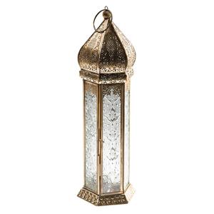 Brass <b>Moroccan</b> <b>Lantern</b> With Perforated Design For Home Decoration or Ramadan Kareem - Product Image 4