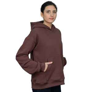 Sweat-shirts et sweats à capuche en molleton de coton teint uni de qualité supérieure, épais, couleur marron, style streetwear - Product Image 4